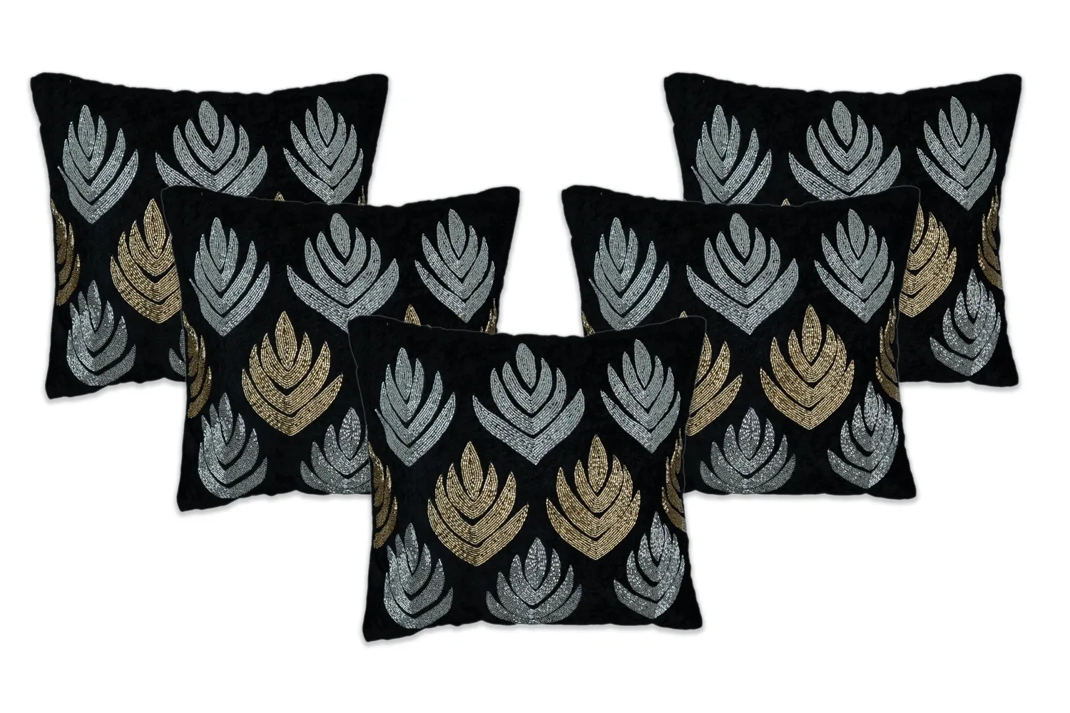 Black Sparkle Set Of Five Cushion Covers Black Sparkle Set Of Five Cushion Covers