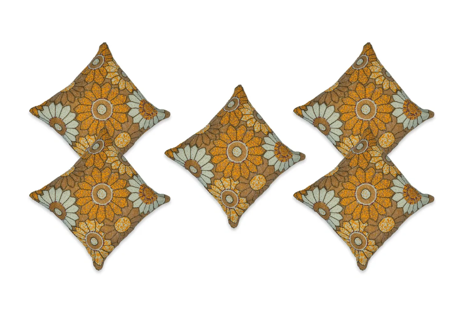 Chestnut Floral Bunch Set Of Five Cushion Covers Chestnut Floral Bunch Set Of Five Cushion Covers