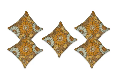 Chestnut Floral Bunch Set Of Five Cushion Covers
