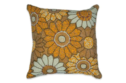 Chestnut Floral Bunch Set Of Five Cushion Covers