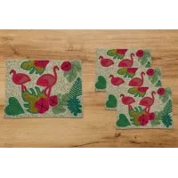 Flamingo Beaded Set Of Six Mats