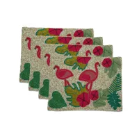 Flamingo Beaded Set Of Six Mats