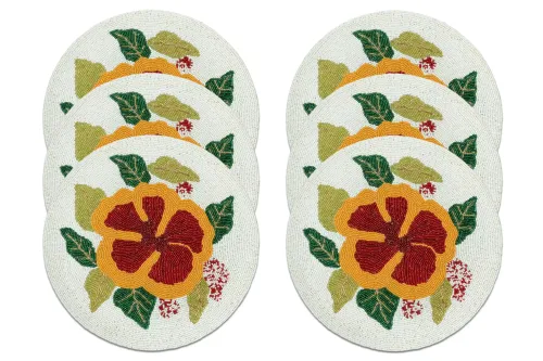Pearly Bold Red Lily Set Of Six Mats
