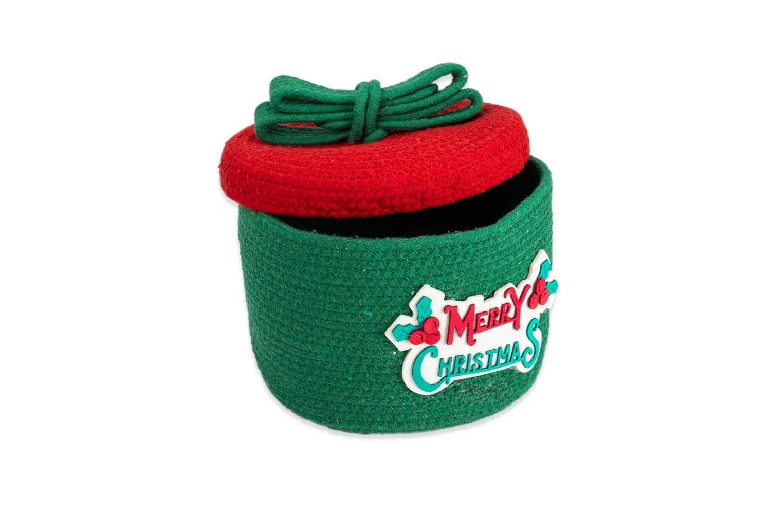 Merry Christmas Jute Lid Basket Merry Christmas Jute Lid Basket