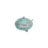 Carved Metal Blue Dryfruits/Mukhwas Box