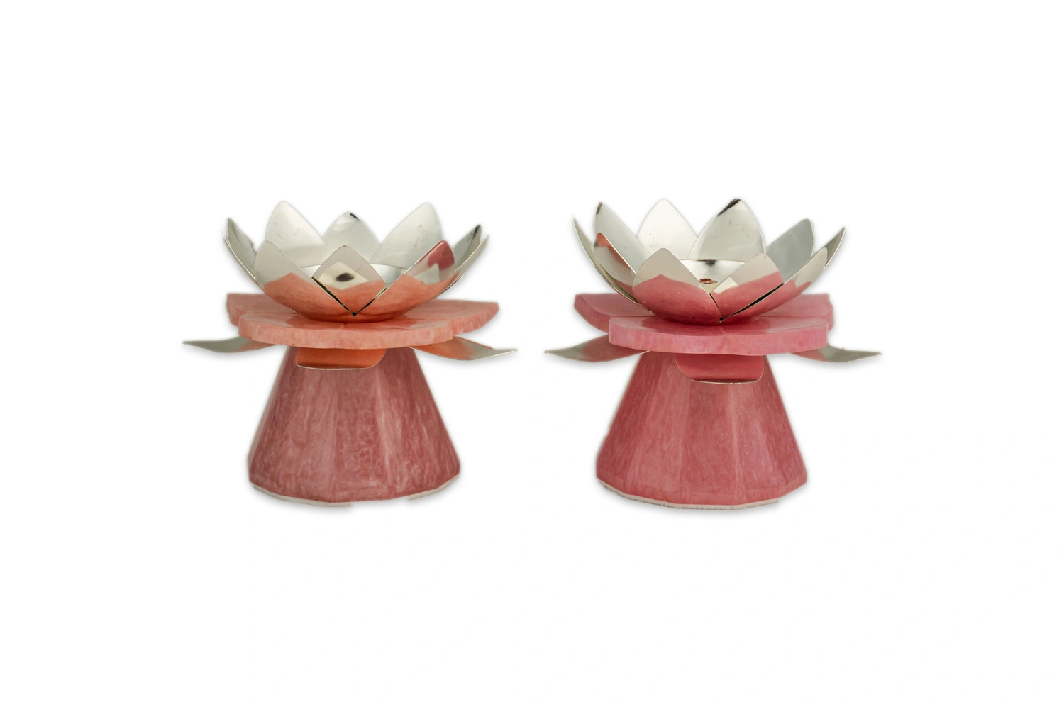 Resin Pink Tealight Pair Resin Pink Tealight Pair