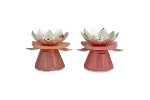 Resin Pink Tealight Pair